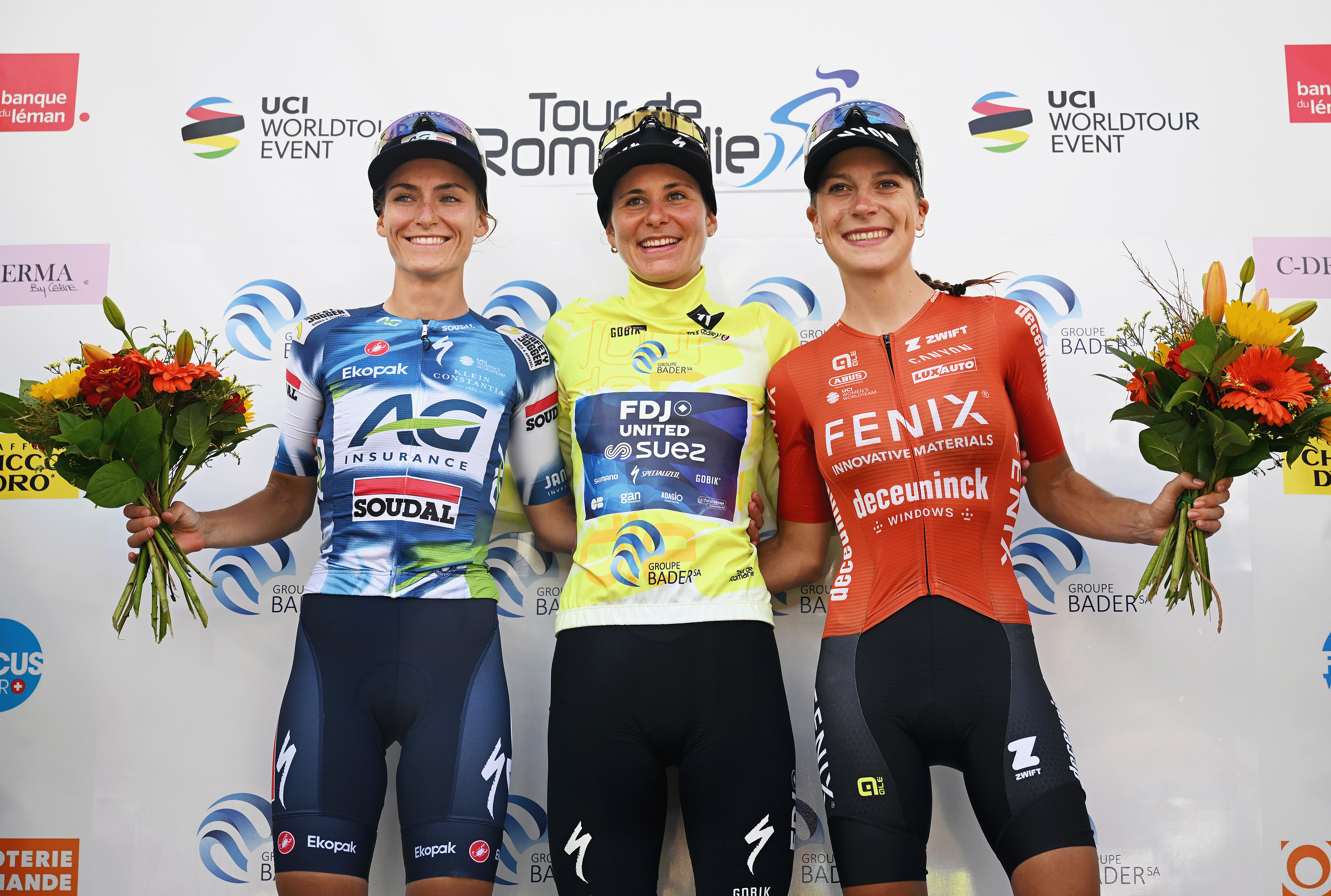 Urska Zigart, Elise Chabbey y Yara Kastelijn en el podio