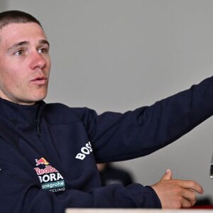 Remco Evenepoel of Red Bull-BORA-hansgrohe pictured during a press conference of Red Bull-BORA-hansgrohe, ahead of the Liege-Bastogne-Liege