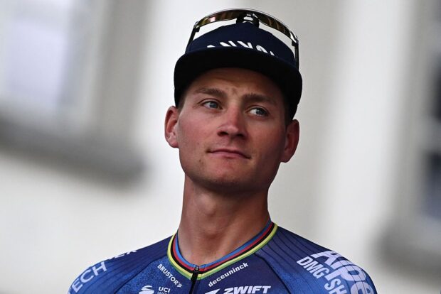 Mathieu van der Poel of team Alpecin-Premier Tech attends the team presentation on the eve of the first stage of the Tour de Suisse
