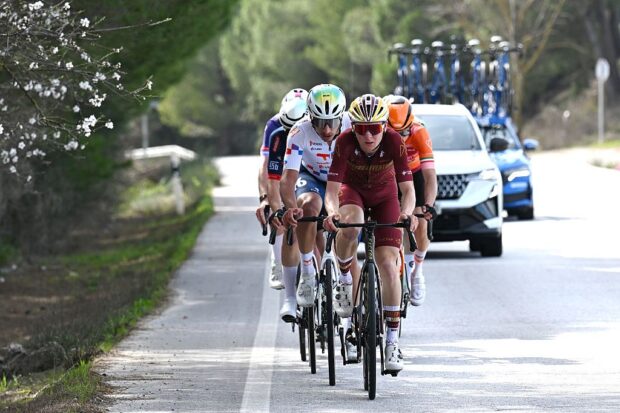 PIZARRA, SPAIN - FEBRUARY 18: Lucas Towers of Great Britain and Team Modern Adventure Pro Cycling competes in the breakaway during the 72nd Vuelta a Andalucia Ruta Ciclista Del Sol 2026, Stage 1 a 150.1km stage from Benahavis to Pizarra on February 18, 2026 in Pizarra, Spain. (Photo by Szymon Gruchalski/Getty Images)