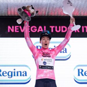 Anna Van Der Breggen of TEAM SD WORX - PROTIME wears the Pink Jersey after Stage 4 of the 37th Giro d'Italia Women, a 12.2 km individual time trial stage from Belluno to Nevegal, in Italy, on June 2, 2026. (Photo by Tommaso Berardi/NurPhoto)