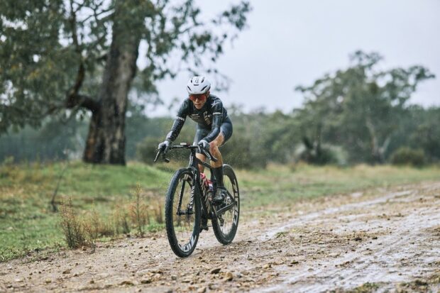 Tiffany Cromwell (Canyon-SRAM) who headed off solo early in the 2026 AusCycling Gravel National Championships