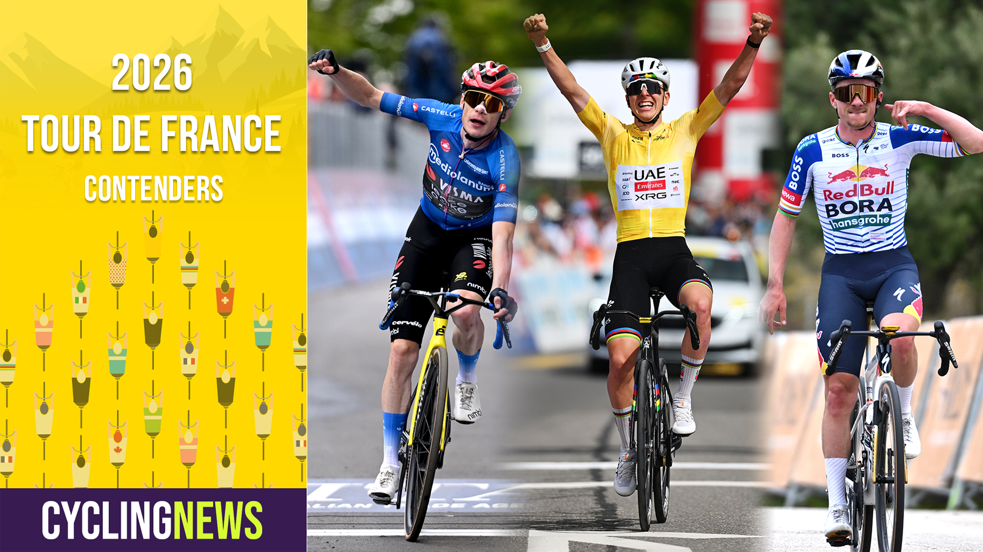 Banner de contendientes del Tour de Francia 2026
