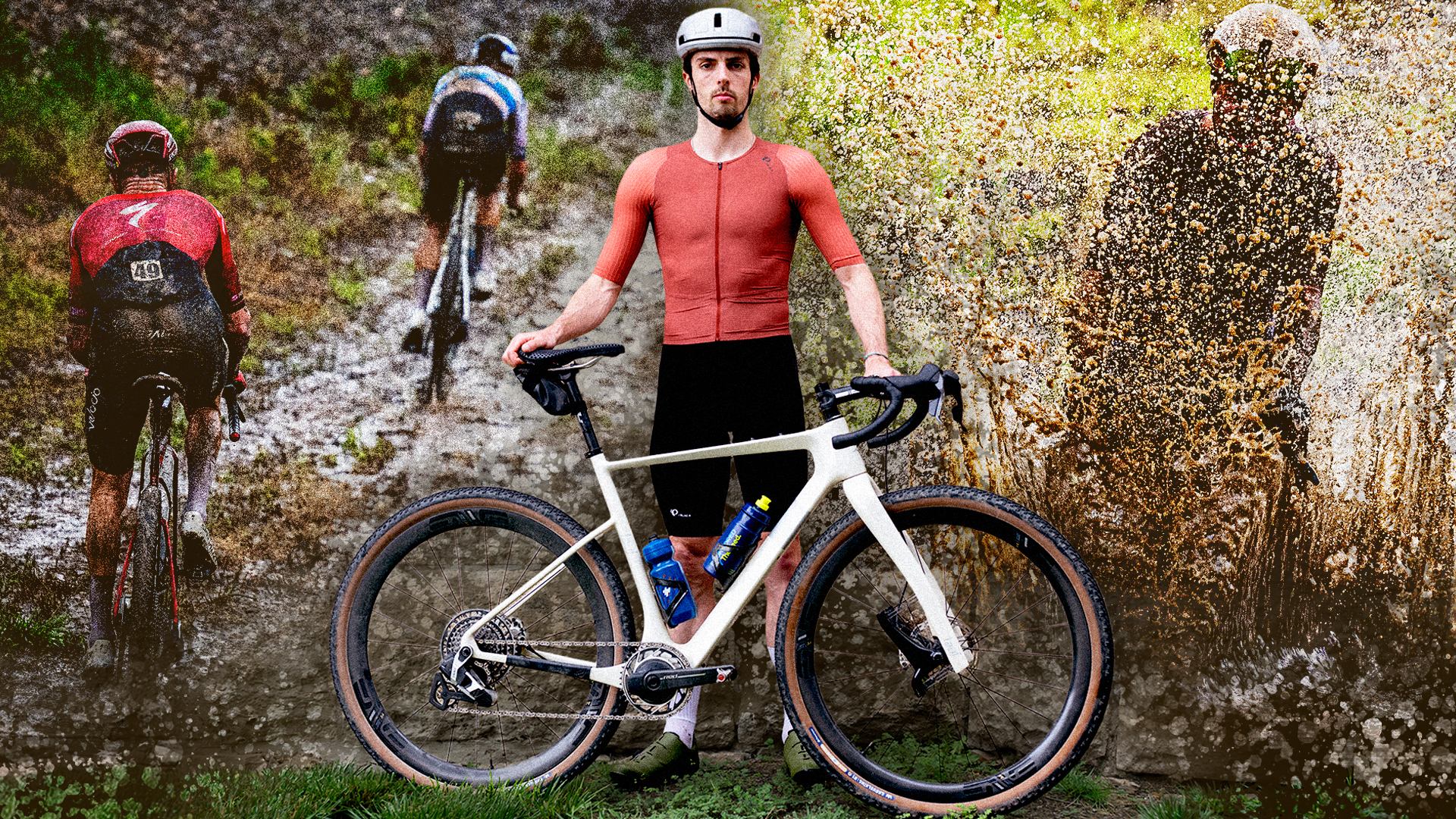 Zach Nehr (centro) junto a imágenes de Unbound Gravel
