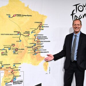 PARIS, FRANCE - OCTOBER 23: Christian Prudhomme of France Director of Le Tour de France during the 113th Tour de France &amp;amp; 5th Tour de France Femmes 2026 - Official Route Presentation / #UCIWT / #UCIWWT / on October 23, 2025 in Paris, France. (Photo by Billy Ceusters/Getty Images)