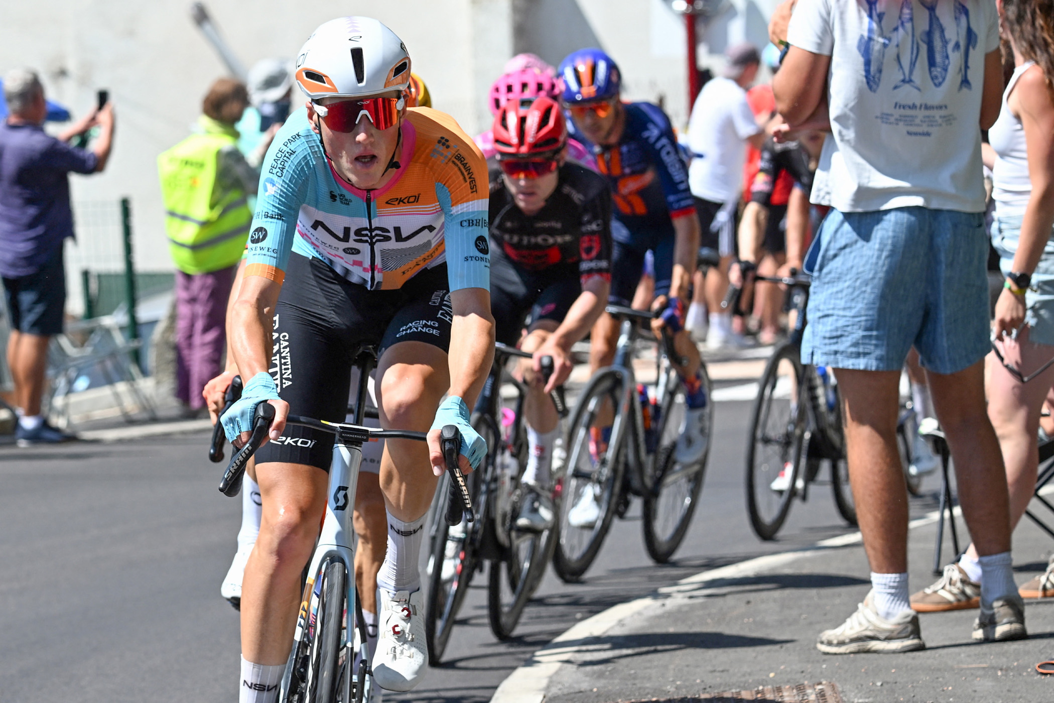 El italiano Marco Frigo del equipo ciclista NSN fotografiado en acción durante la etapa 18 de la carrera ciclista Tour de Francia 2026, una etapa de 185 km desde Voiron hasta Orcieres-Merlette, el jueves 23 de julio de 2026. La 113.ª edición del Tour de Francia comienza el sábado 4 de julio en Barcelona, ​​España, y terminará en París, Francia, el 26 de julio. BELGA FOTO POOL PETE GODING (Foto de POOL PETE GODING / BELGA MAG / Belga / AFP vía Getty Images)
