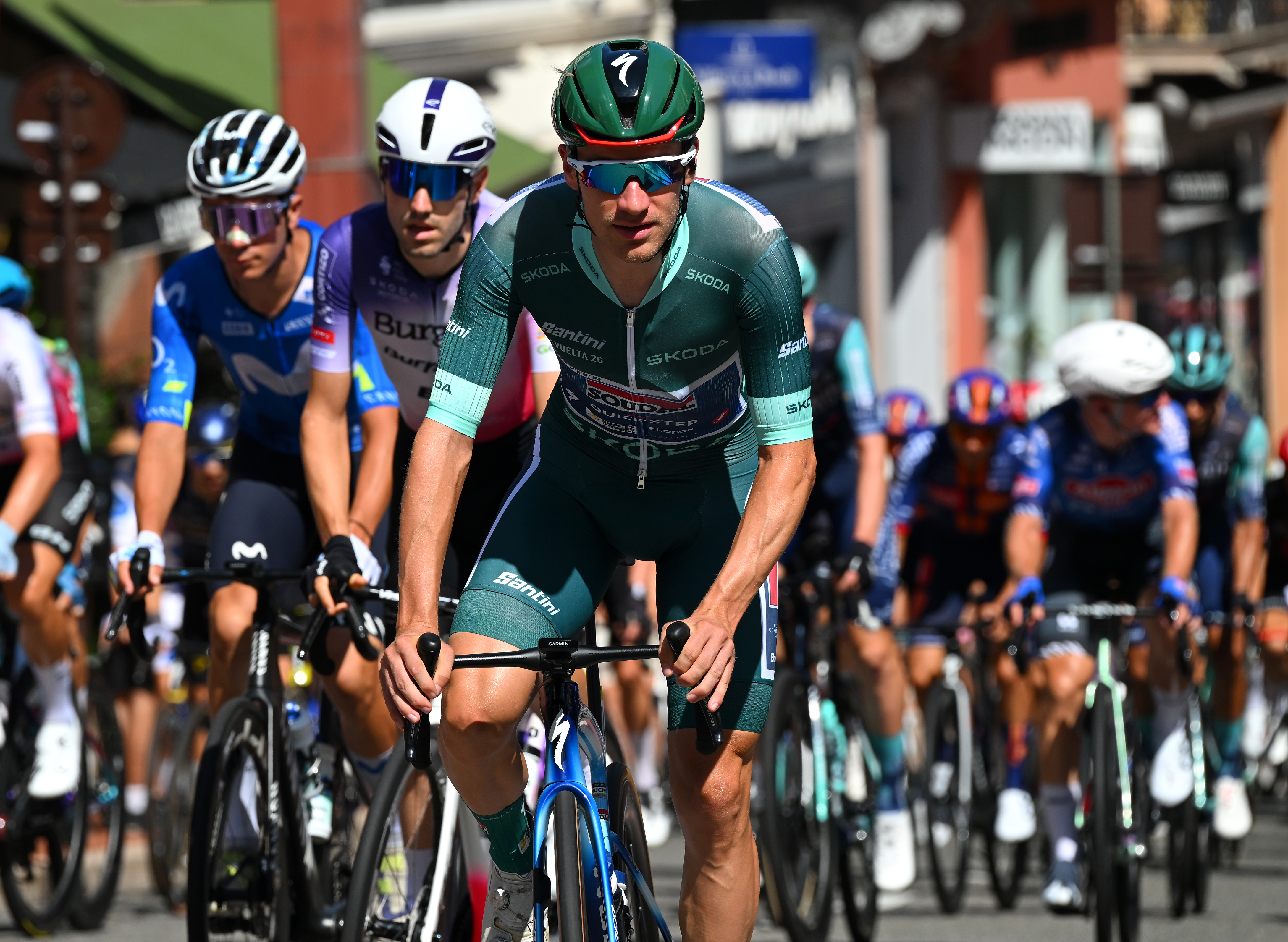 Ethan Hayter de Gran Bretaña y Team Soudal Quick-Step - Jersey de puntos verdes antes de La Vuelta - 81.ª Vuelta a España 2026, Etapa 2 a 214,3 km desde Mónaco hasta Manosque 408m / #UCIWT / el 23 de agosto de 2026 en Mónaco, Mónaco. (Foto de Tim de Waele/Getty Images)