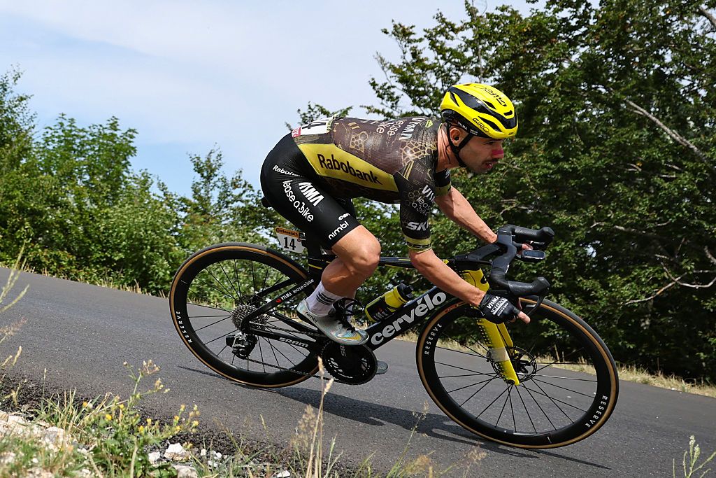 Victor Campenaerts (Visma-Lease a Bike) during stage 15 of the 2026 Tour de France. (Photo by Anne-Christine POUJOULAT / AFP via Getty Images)