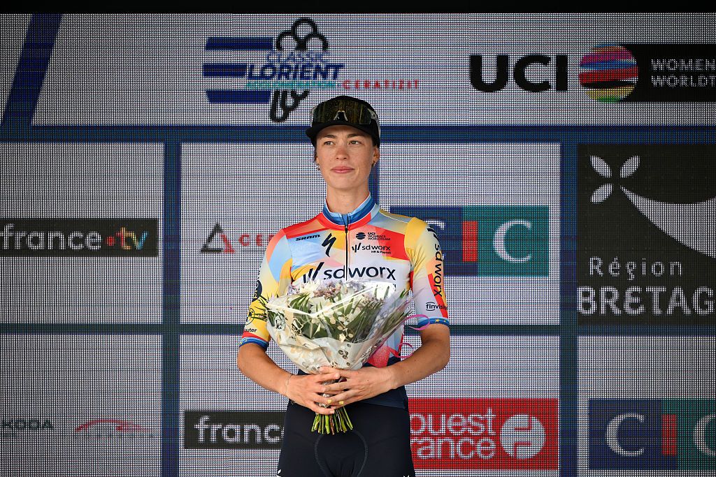 Mischa Bredewold (SD Worx - Protime) after finishing second at the 2026 Classic Lorient Agglomeration Ceratizit in Plouay, France. (Photo by Alex Broadway/Getty Images)