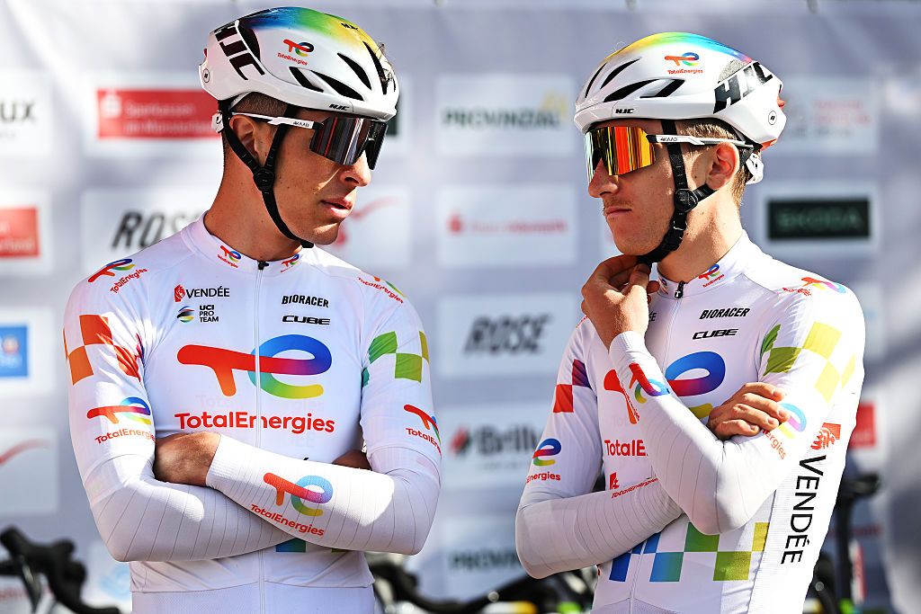 TotalEnergies riders before the start of the 2026 Sparkassen Münsterland Giro, one of the last races of the season