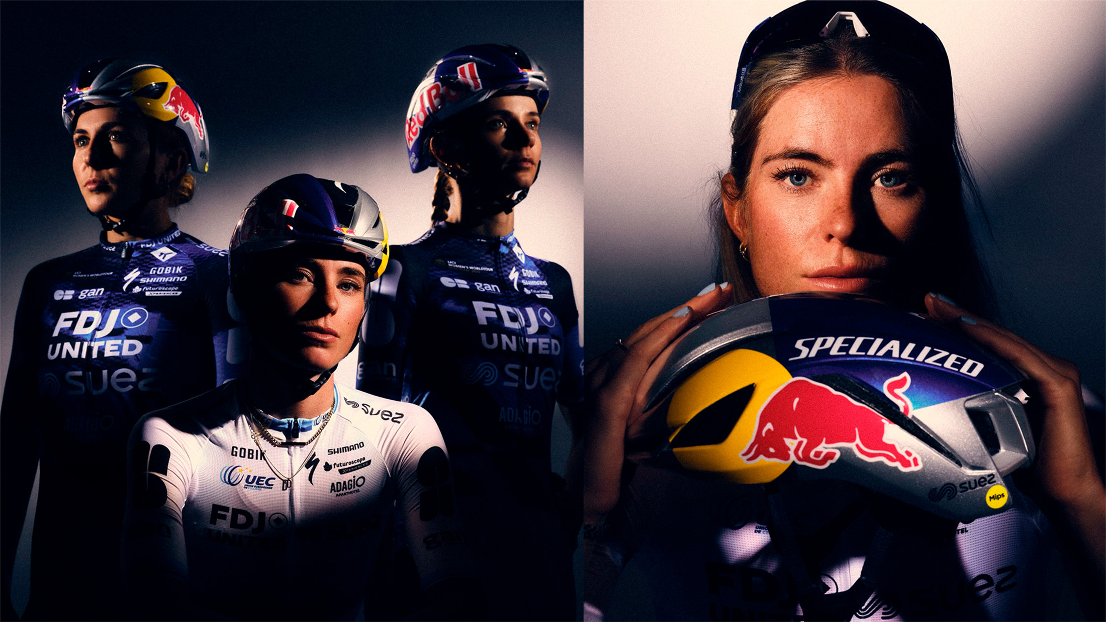 FDJ United-Suez con cascos Red Bull