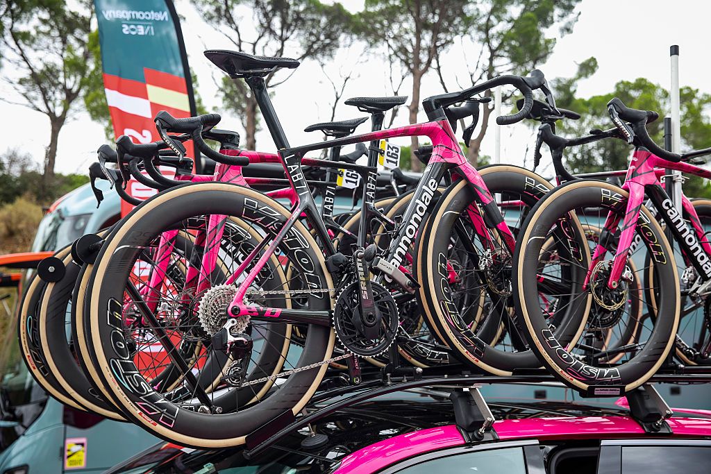 EF Education - EasyPost's Cannondale bikes, during the La Vuelta Espana 2026. (Photo by Xavier Bonilla/NurPhoto via Getty Images)