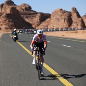Zeb Kyffin (Terengganu Cycling Team) during the 2026 AlUla Tour in Hegra, Saudi Arabia. (Photo by Dario Belingheri/Getty Images)