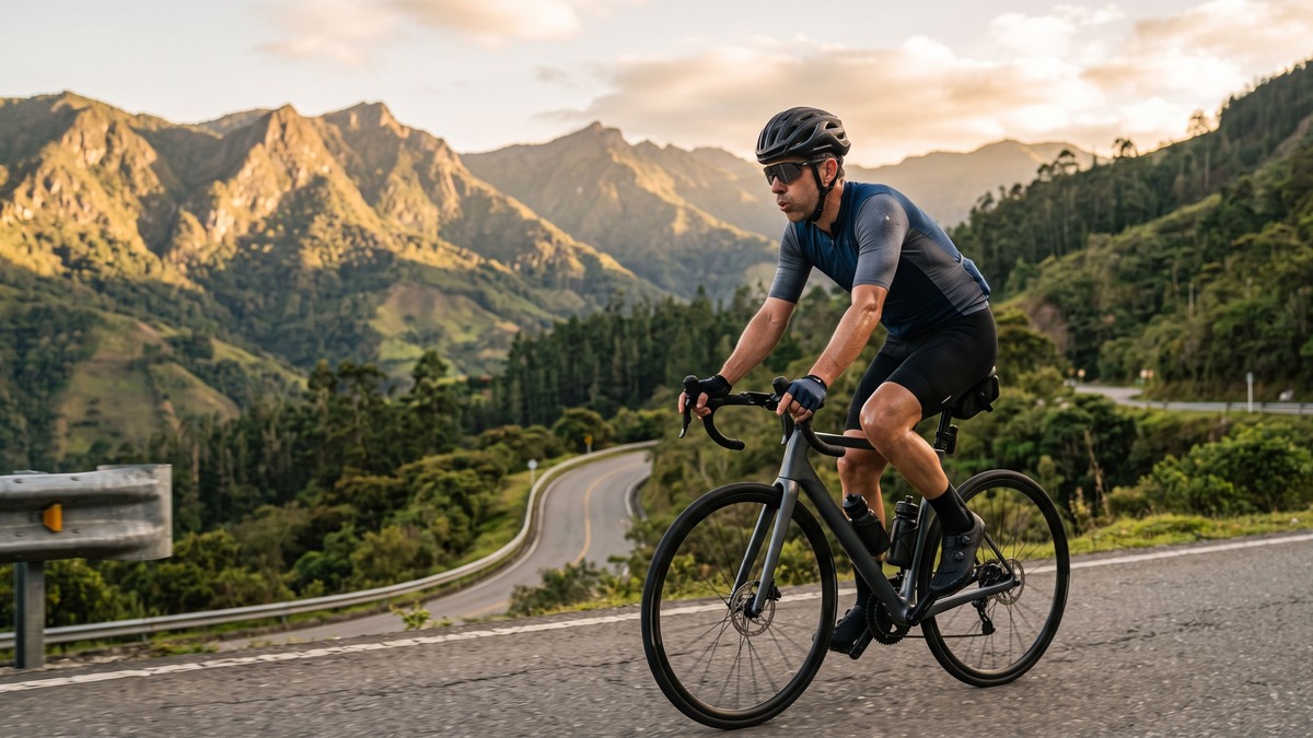 Ciclista pedaleando suavemente al final de una sesión para hacer una vuelta a la calma